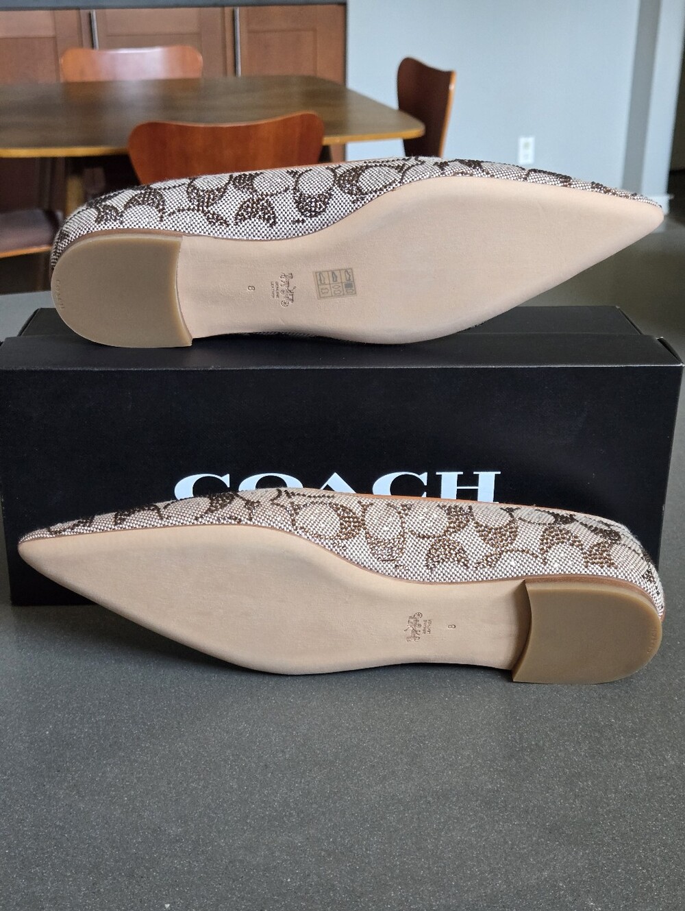 NEW Coach Daphne Flat In Crystal Signature Jacquard Shoe - Picture 7 of 11
